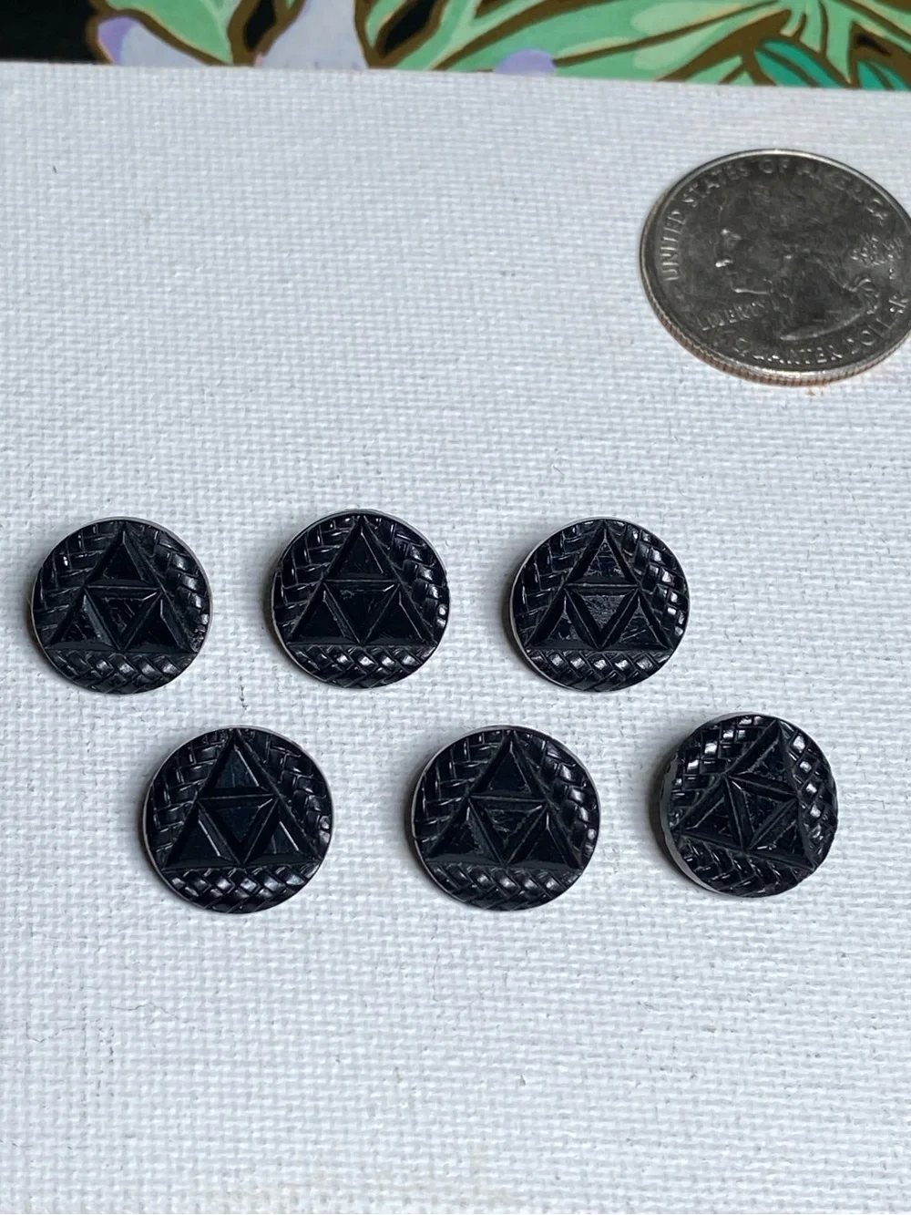 Antique Black Geometric Round Men's Accessory Buttons - Set of 6
